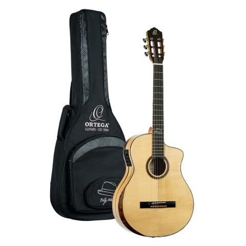 Ortega Guitars 6 String Signature Series Billy Watman Acoustic-Electric Nylon Classical Guitar w/Bag, Right, Full (BYWSM)