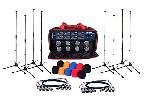 8 Channel UHF Wireless Mic system with Mic stands/bag/windscreen