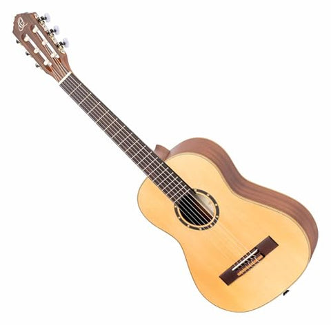 Ortega Guitars 6 String Family Series 1/2 Size Left-Handed Nylon Classical Guitar w/Bag, Spruce Top-Natural-Satin, (R121L-1/2)