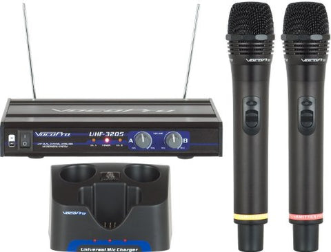 VocoPro UHF-3205 UHF-Dual Channel Rechargeable Wireless Microphone System, 21.00 x 21.00 x 23.00