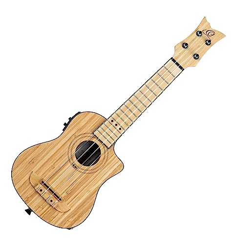 Ortega Guitars, 4-String Bamboo Series All Solid Soprano Acoustic-Electric Ukulele w/Bag, Right-handed, Natural, (RUNAB-SO)