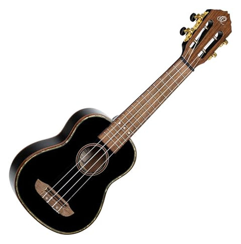 Ortega Guitars, 4-String Onyx Series Soprano Ukulele w/Bag, Right-handed, Black, (RUOX-SO)