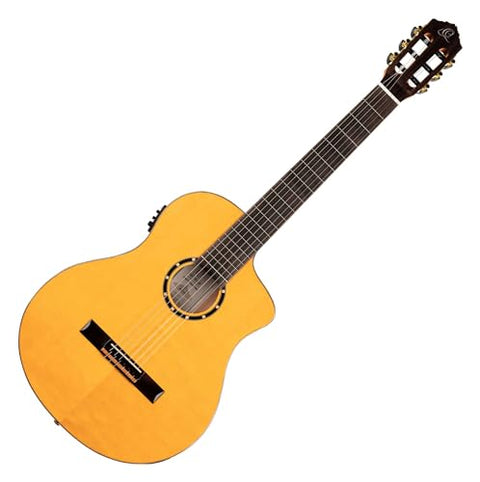 Ortega Guitars 6 String Family Series Pro Solid Top Acoustic-Electric Flamenco Guitar w/Bag, Right, Full (RCE170F)