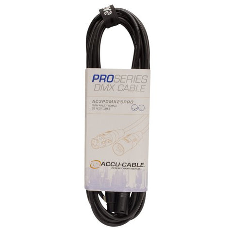 25 FOOT 3 PIN PRO DMX CABLE. PVC JACK