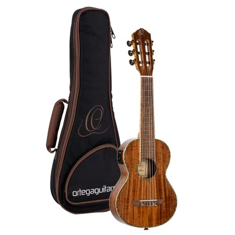 Ortega Guitars 6 String Mini/Travel Series Acoustic-Electric Guitarlele w/Bag, Right-handed, Natural, (RGLE18ACA)