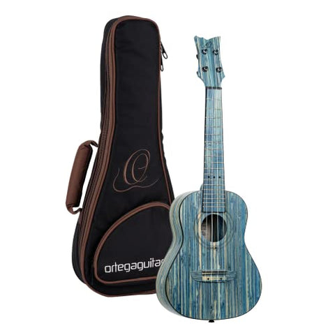 Ortega Guitars, 4-String Bamboo Series All Solid Concert Ukulele w/Bag, Right-handed, Stone Washed, (RUSWB-CC)