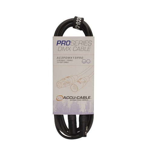 15 FOOT 3 PIN PRO DMX CABLE. PVC JACK