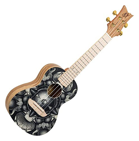 Ortega Guitars, 4-String Art Series Concert Ukulele, Right-handed, Birds custom design, (RUAR-BI)