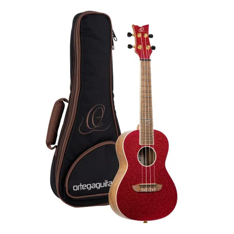 Ortega Guitars, 4-String Element Series Concert Ukulele w/Bag, Right-handed, Metallic Red, (RUEL-MRD)