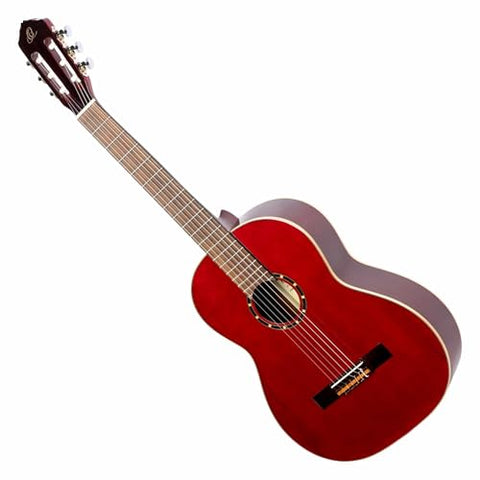 Ortega Guitars 6 String Family Series Full Size Left-Handed Nylon Classical Guitar w/Bag, Spruce Top-Wine Red-Gloss, (R121L-WR)