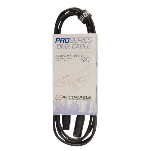 10 FOOT 3 PIN PRO DMX CABLE. PVC JACK