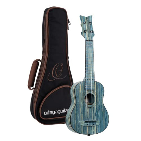 Ortega Guitars, 4-String Bamboo Series All Solid Soprano Ukulele w/Bag, Right-handed, Stone Washed, (RUSWB-SO)