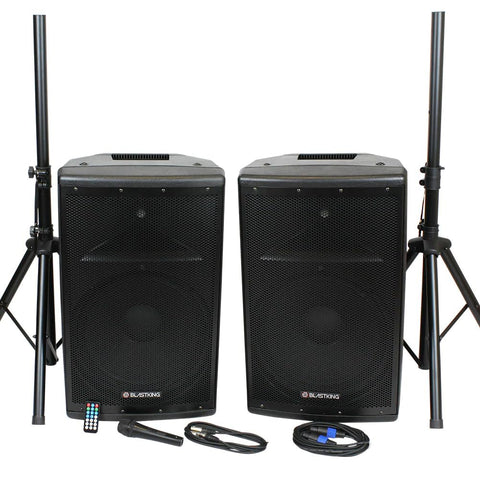 BLASTKING BDT15CMB2 15 inch 1000 Watts Active and Passive Speaker Box System w/Mic and Stand