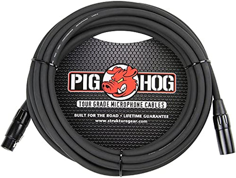 Pig Hog PHM20BKW Black/White Woven High Performance XLR Microphone Cable, 20 Feet