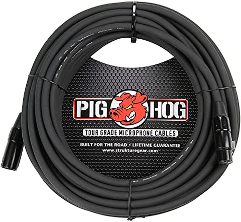 Pig Hog PHM20ORG Black/Orange Woven High Performance XLR Microphone Cable, 20 Feet