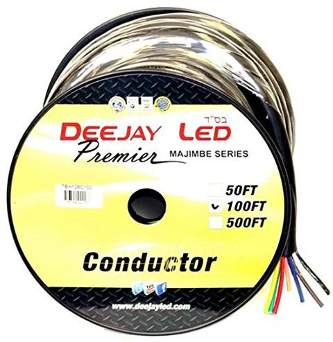 100-Foot 8-Conductor 12 Gauge Stranded Cable w/Single Black Jacket ideal for speakers and power