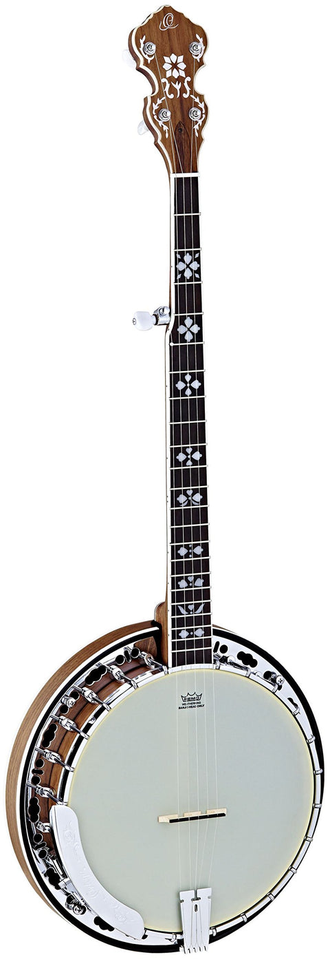 Ortega Guitars Facon Falcon Series 5-String Burl Walnut Resonator Banjo w/Bag, Right, one Size (OBJ550W-SNT)