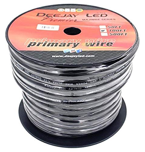 DEEJAY LED 0-Gauge 50 Foot Black Aluminum Copper Ca