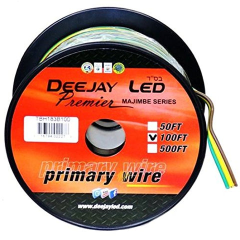 100-Foot 3-Conductor 18 Gauge Primary Stranded Cable Ideal for Accessory Hookups