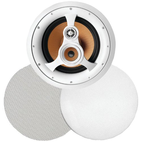 BIC America H-310C 250-Watt 3-Way 10" in-Ceiling Speaker with Pivoting Tweeter & Midrange Plus Metal & Cloth Grilles, White
