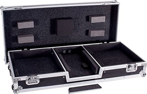 DEEJAY LED TBH Flight DJ Coffin CASE for 2XTURNTABLES in Battle Style Position (TBH2TTRN61WBATT), Black