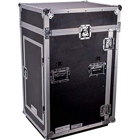 DEEJAY LED TBH11M16UCT Fly Drive Case 11u Space Slant Mixer Rack / 16u Space Vertical Rack System With Caster Board & Side Table