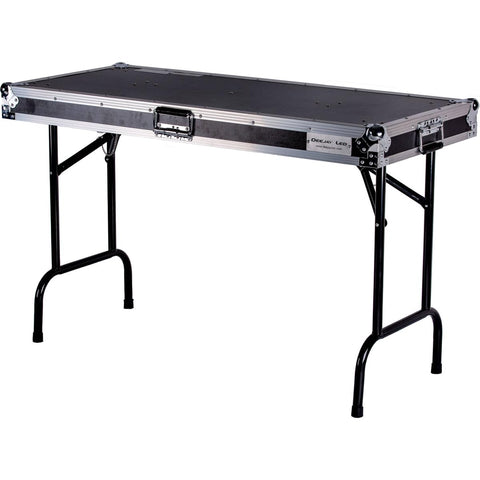 DEEJAY LED TBHTABLE48 Fly Drive Case Universal Fold Out DJ Table Engineered to Hold Turntable CD Player or Other Equipment Industrial Grade Recessed Spring Loaded Split Dish Butterfly Latches with Pad