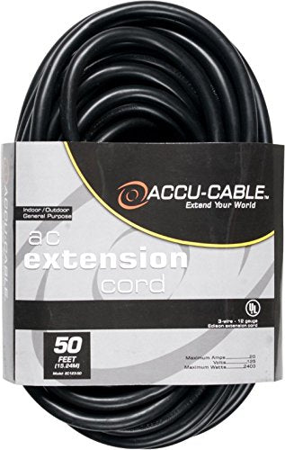 50 FOOT BLK 12/3 GAUGE EDISON EXT.