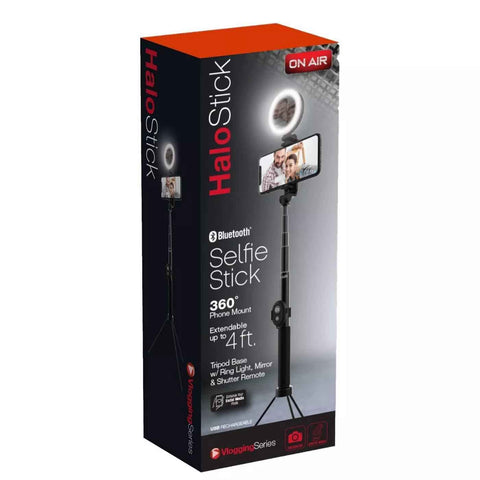 4ft Selfie Stick w/Ring Light & Phone Mount Halo Stick