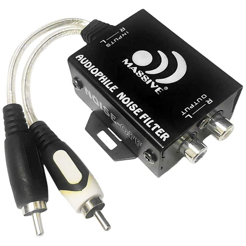 Massive Audio Noise Off Inline RCA Noise Filter | Eliminates Ground Loop & Alternator Whine, Car Audio RCA Line Isolator for Amplifiers, Stereos & Subwoofers