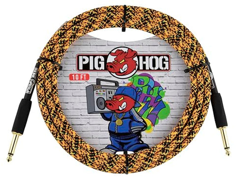 Pig Hog PCH10GOR Instrument Cable, Orange Graffiti