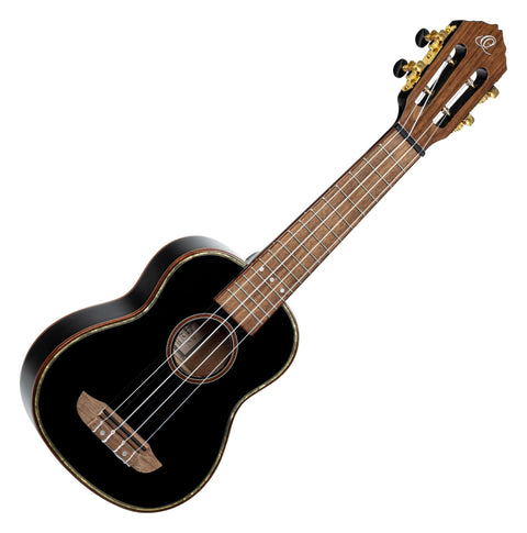 Ortega Guitars, 4-String Onyx Series Soprano Ukulele w/Bag, Right-handed, Black, (RUOX-SO)