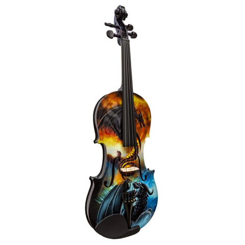 Rozanna's Violins Dragon Spirit Violin Outfit 4/4 | Mother of Pearl & Ebony Fittings - Black