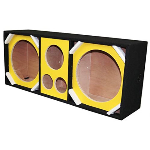 Two 12in Woofers plus Two Tweeters and One Horn YELLOW VINYL Empty Chuchera Speaker Enclosure