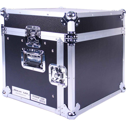 DEEJAY LED Fly Drive Case 8u Space Slant Mixer Rack / 6u Space Vertical Rack System with Full AC Door - TBHM806E