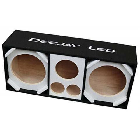 DEEJAY LED D10T2H1WHITE Empty Chuchera Speaker Enclosure with Quad Port Two 10-inch Woofers Plus Two Tweeters and One Horn Heavy Duty Carpet Embroidered Stitched Logo - White