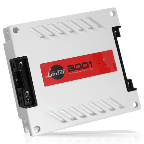 Lanzar Jovial One Channel Car Audio Mono Amplifier, 6200 Watt Max @ 1 Ohm High-Powered Mono Car Amplifier with with Bass Boost High Pass Filter and Low Pass Filter, Cooling Fans, White