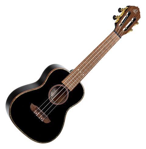 Ortega Guitars, 4-String Onyx Series Concert Ukulele w/Bag, Right-handed, Black, (RUOX-CC)