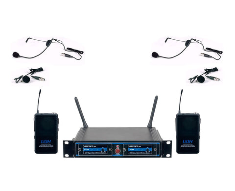 Digital-QUAD-B1 - Four Channel Wireless Headset & lapel Mic System  inchesMic-on-Chip inches Technology