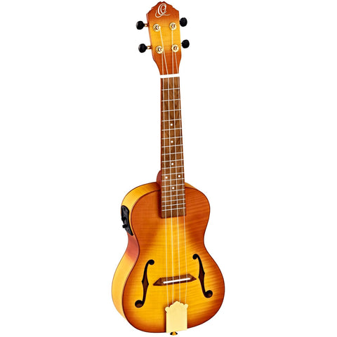 Custom Built Series F-Hole Arched Top Concert Acoustic-Electric Ukulele w/Bag