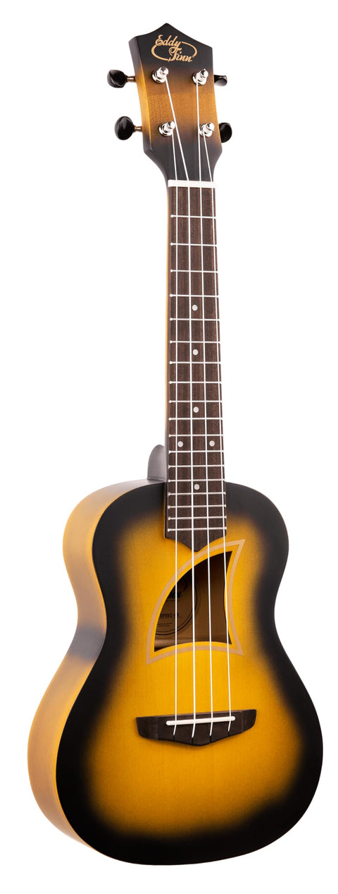 Eddy Finn Color Burst Ukulele with Gig Bag, Red Burst