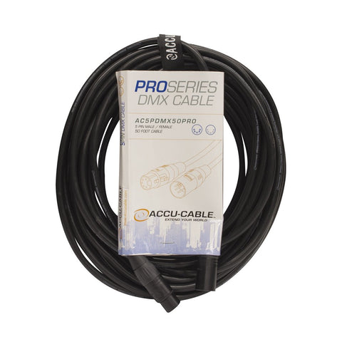 50 FOOT 5 PIN PRO DMX CABLE. PVC JACK