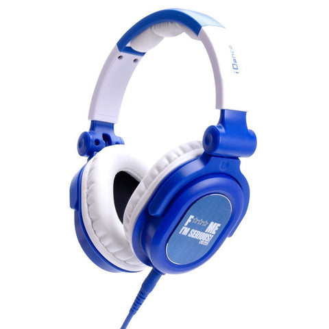 IDANCE Full-Sized Wired Over-Ear Headphones - Lightweight & Compact Overhead Band Headphones for iPhone/iPad/iPod/Tablet/Android Built-in Mic w/Durable Aluminium Brackets Blue & White - FDJ100