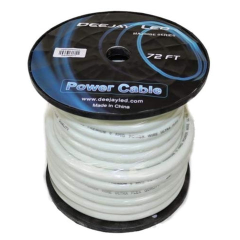 72 Foot Zero gauge thick type power cable for heavy current usage WHITE