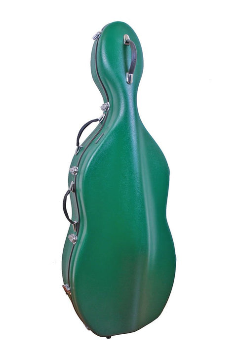 Tonareli Fiberglass Cello Case w/Wheels - Green 4/4