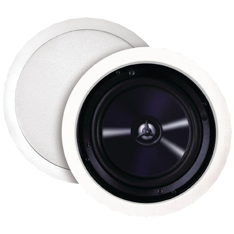 BIC America MSRPRO6 125-Watt 6.5" Weather-Resistant in-Ceiling Speakers with Pivoting Tweeters & Metal & Cloth Grilles, white