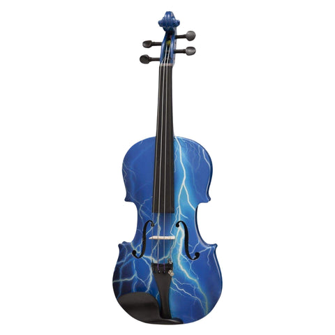 Rozanna's Violins Blue Lightning Violin Outfit 3/4 | Includes Bow, Rosin, Case & Strings - Blue