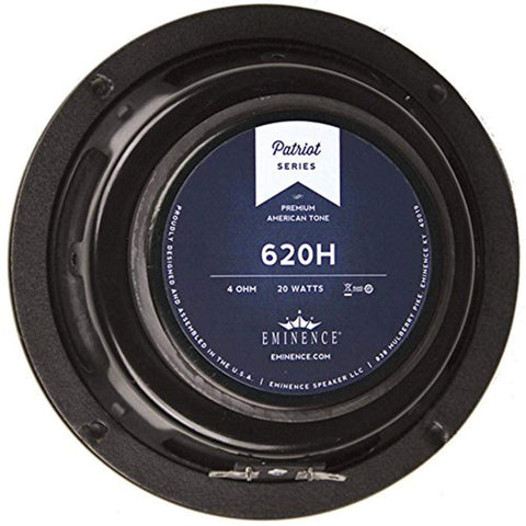 The little brother to the 820H  the 620H is a four ohm hemp cone speaker w/warm  full  & clean tone that will make a small  thin amp sound bigger & fatter. Cleaner  warmer  fatter  & better definition than any stock 6.5 inch speaker.