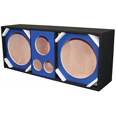 Two 12in Woofers plus Two Tweeters and One Horn BLUE Empty Chuchera Speaker Enclosure