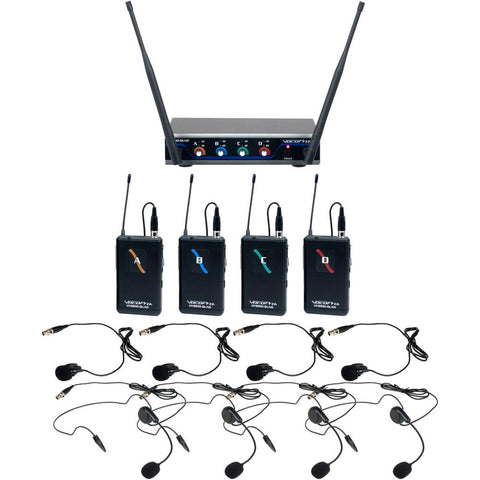 Digital-QUAD-B4 - Four Channel Wireless Headset & lapel Mic System  inchesMic-on-Chip inches Technology